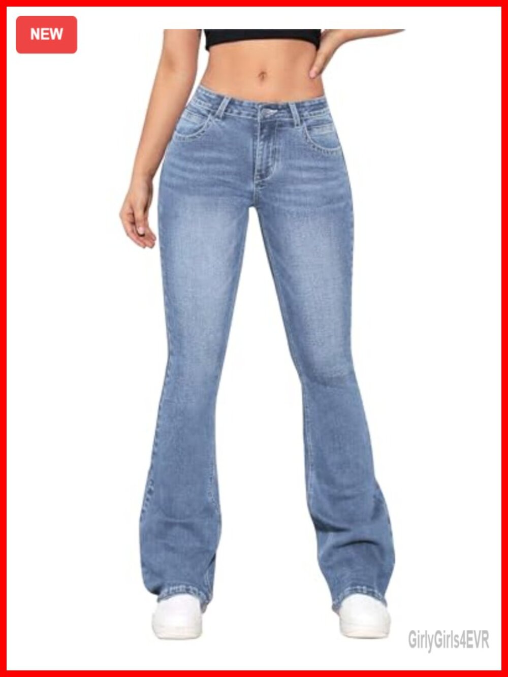 Womens Low Rise Stretch Denim Flared Jeans Bell Bottom Pants